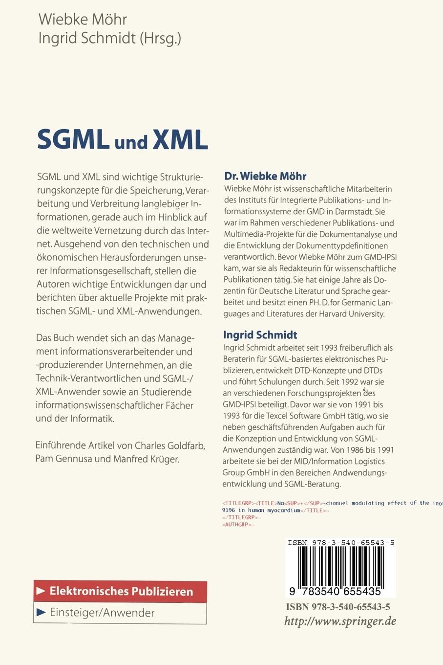 Rückseitencover SGML und XML