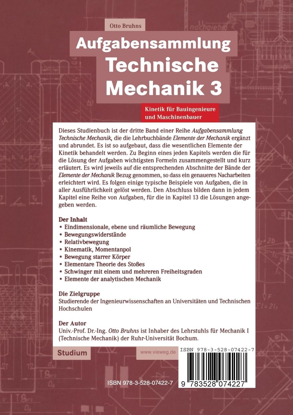 Rückseitencover Aufgabensammlung Technische Mechanik 3