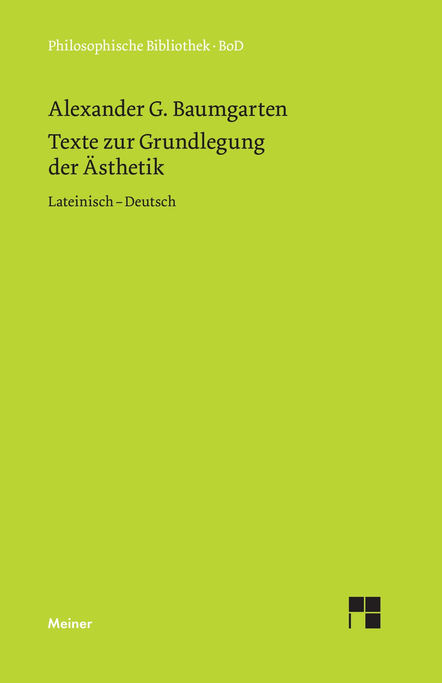Vorderes Coverbild Texte zur Grundlegung der Ästhetik
