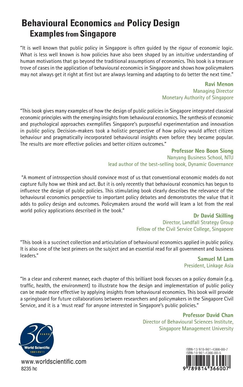 Rückseitencover BEHAVIOURAL ECONOMICS AND POLICY DESIGN