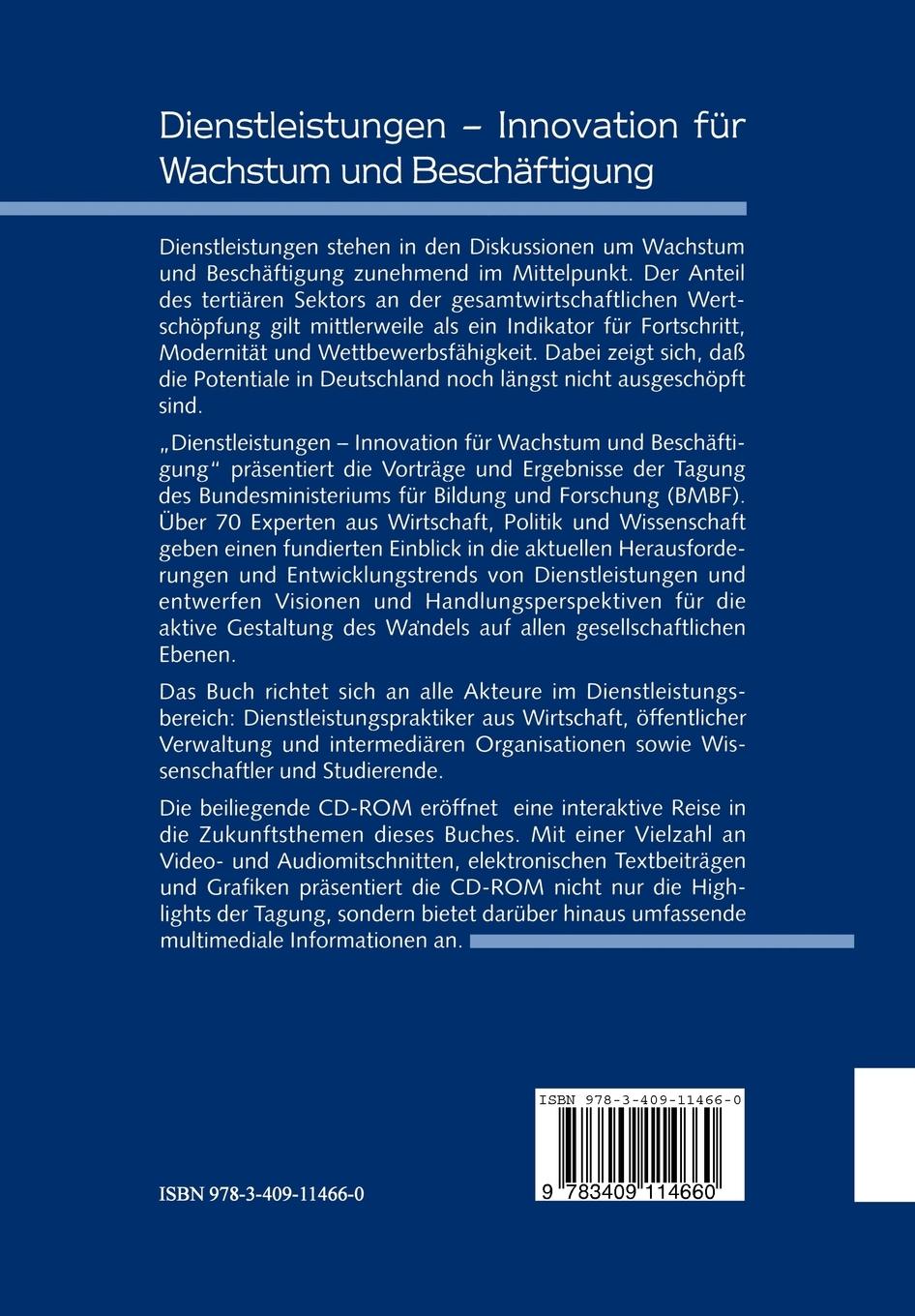 Rückseitencover Dienstleistungen - Innovation für Wachstum und Beschäftigung