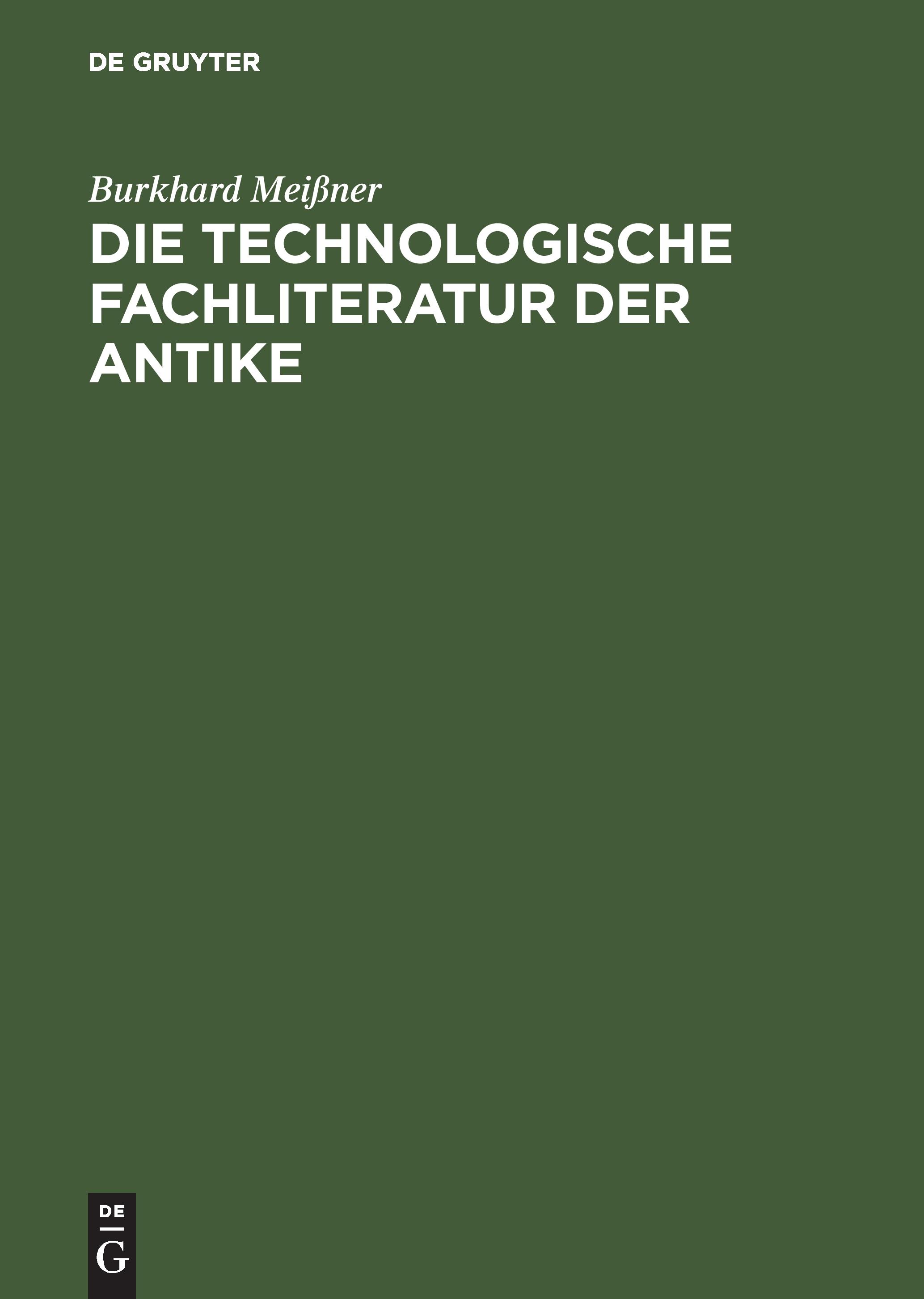 Vorderes Coverbild Die technologische Fachliteratur der Antike