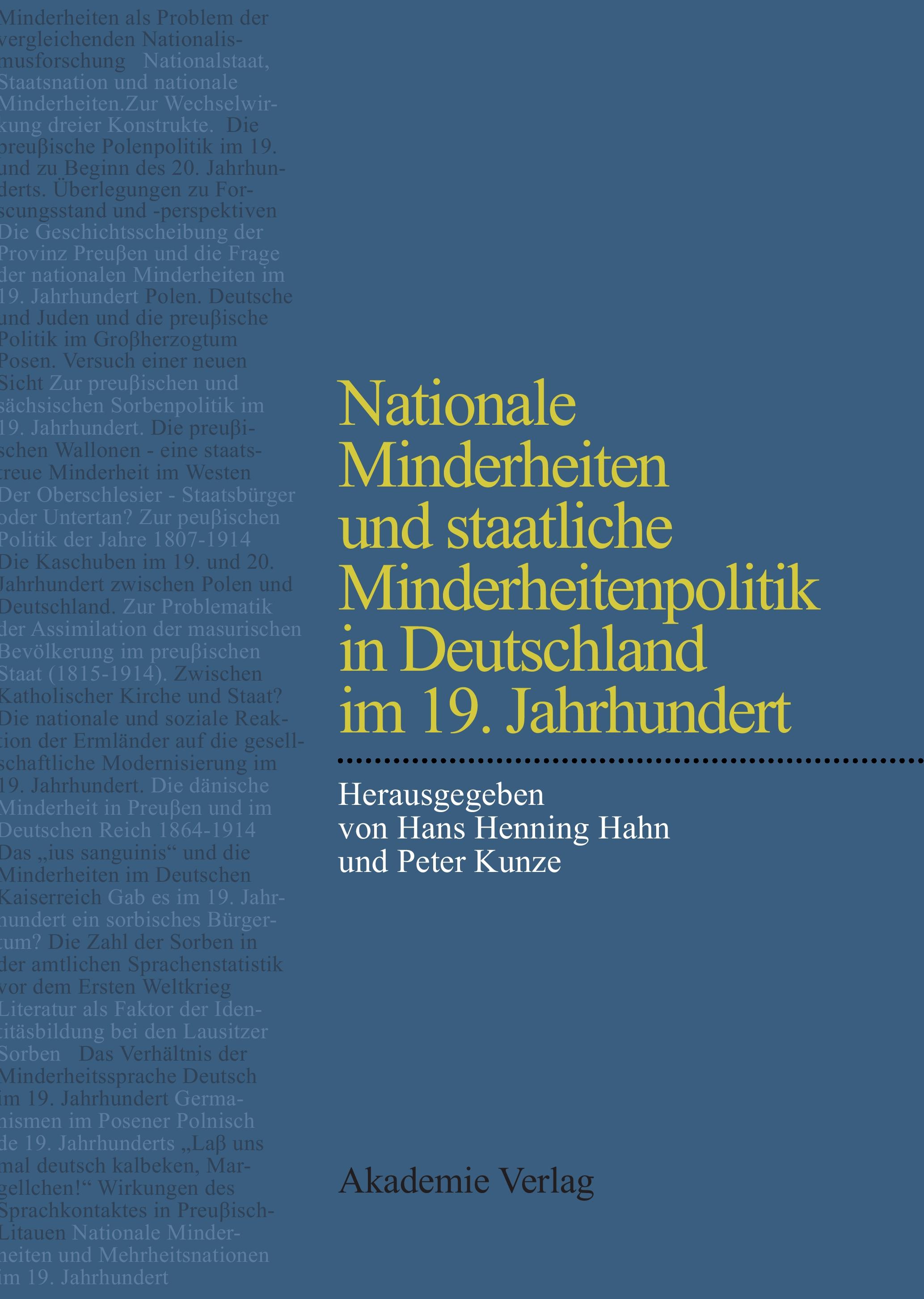 Vorderes Coverbild Nationale Minderheiten und staatliche Minderheitenpolitik in Deutschland im 19. Jahrhundert