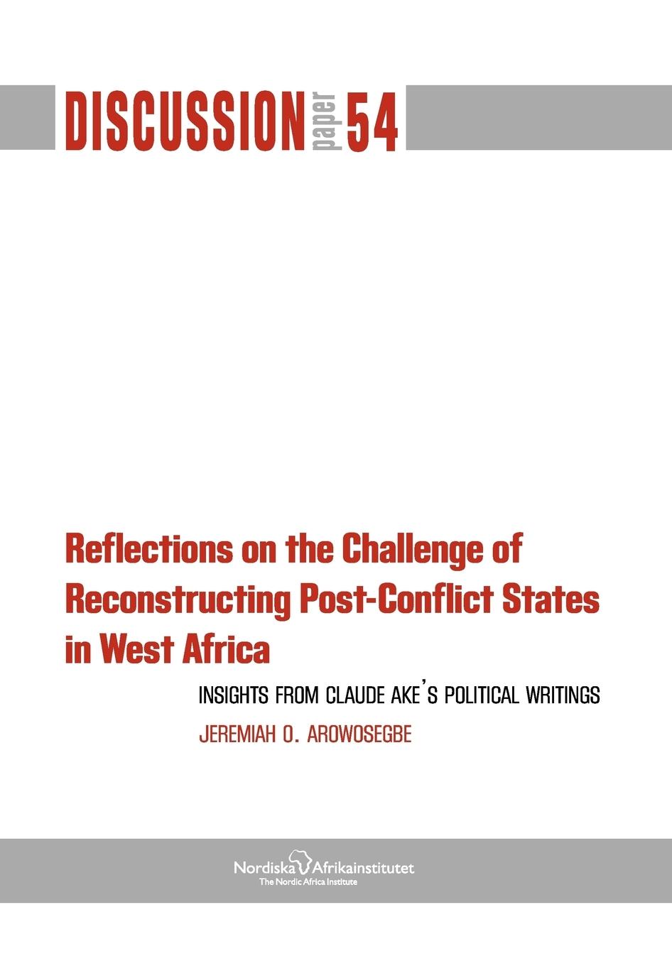 Vorderes Coverbild Reflections on the Challenge of Reconstructing Post-Conflict States in West Africa