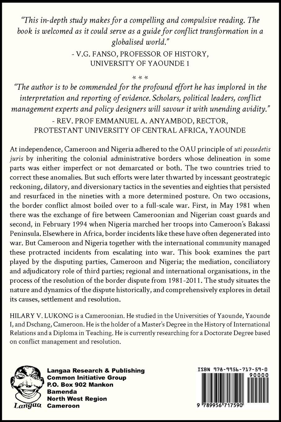 Rückseitencover The Cameroon-Nigeria Border Dispute. Management and Resolution, 1981-2011