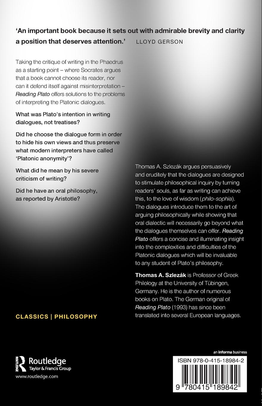 Rückseitencover Reading Plato