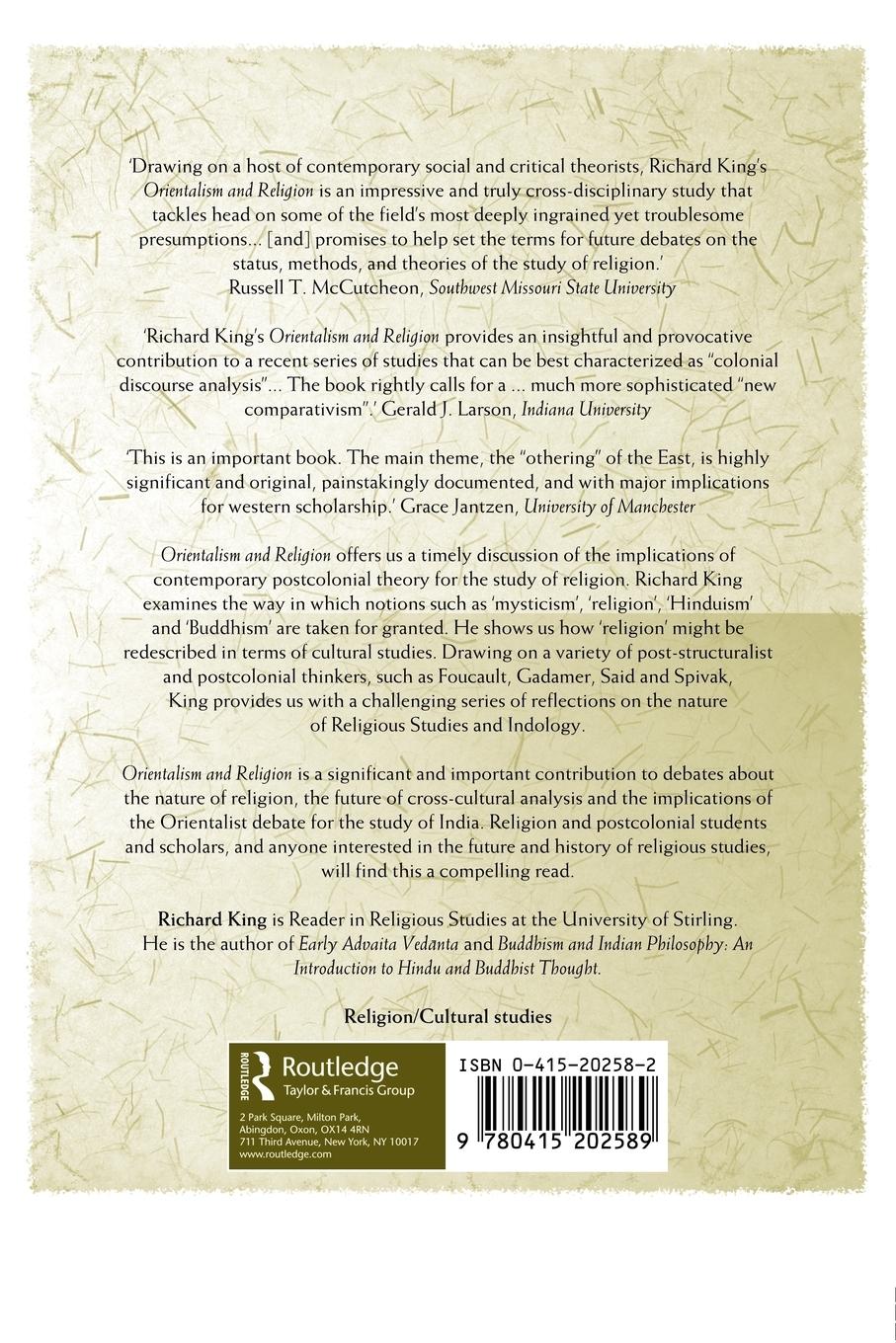 Rückseitencover Orientalism and Religion