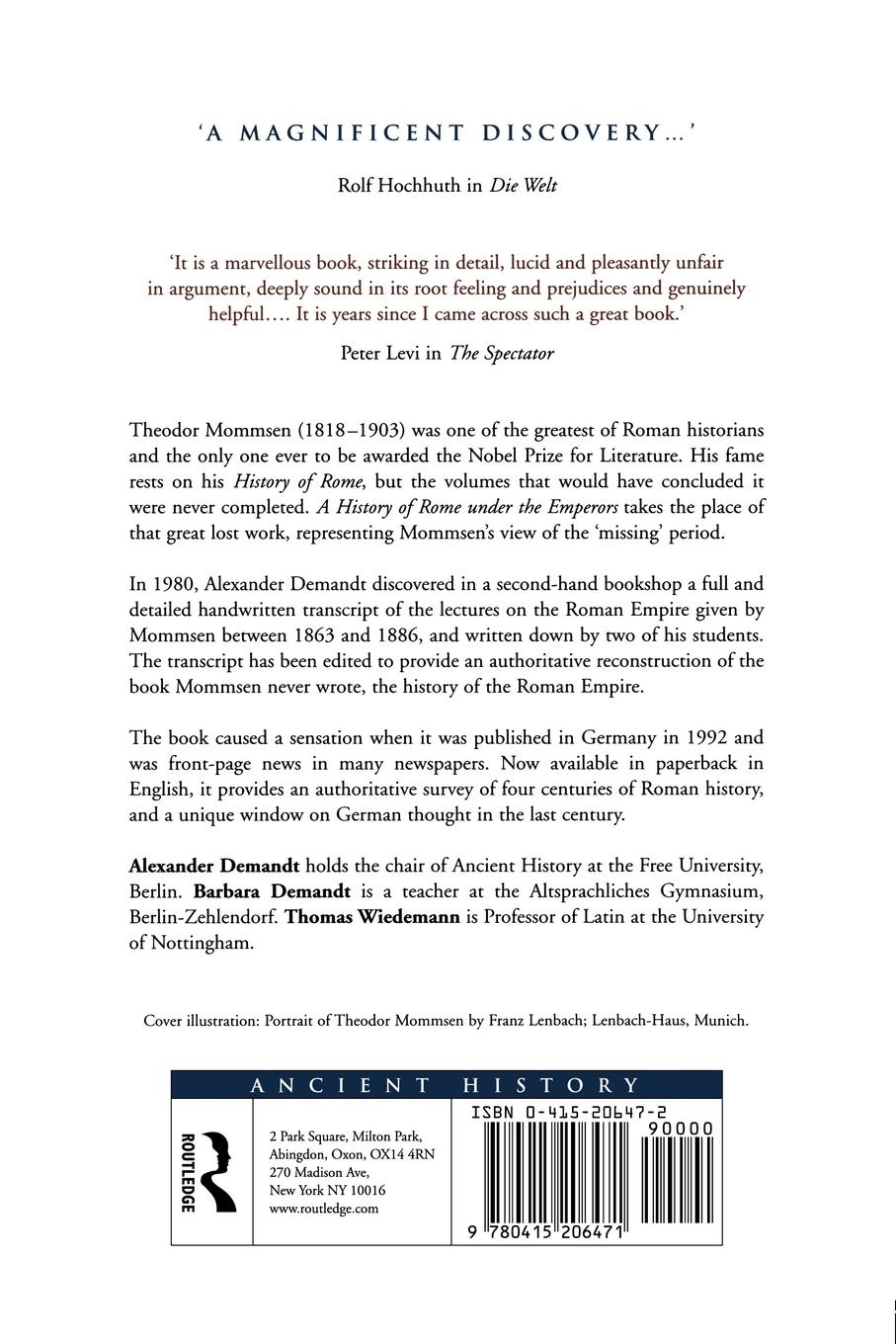 Rückseitencover A History of Rome under the Emperors