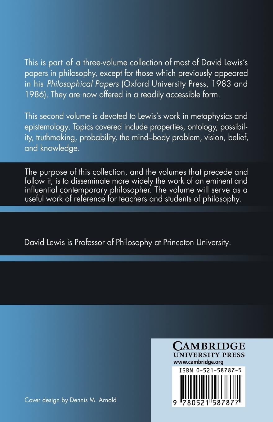 Rückseitencover Papers in Metaphysics and Epistemology