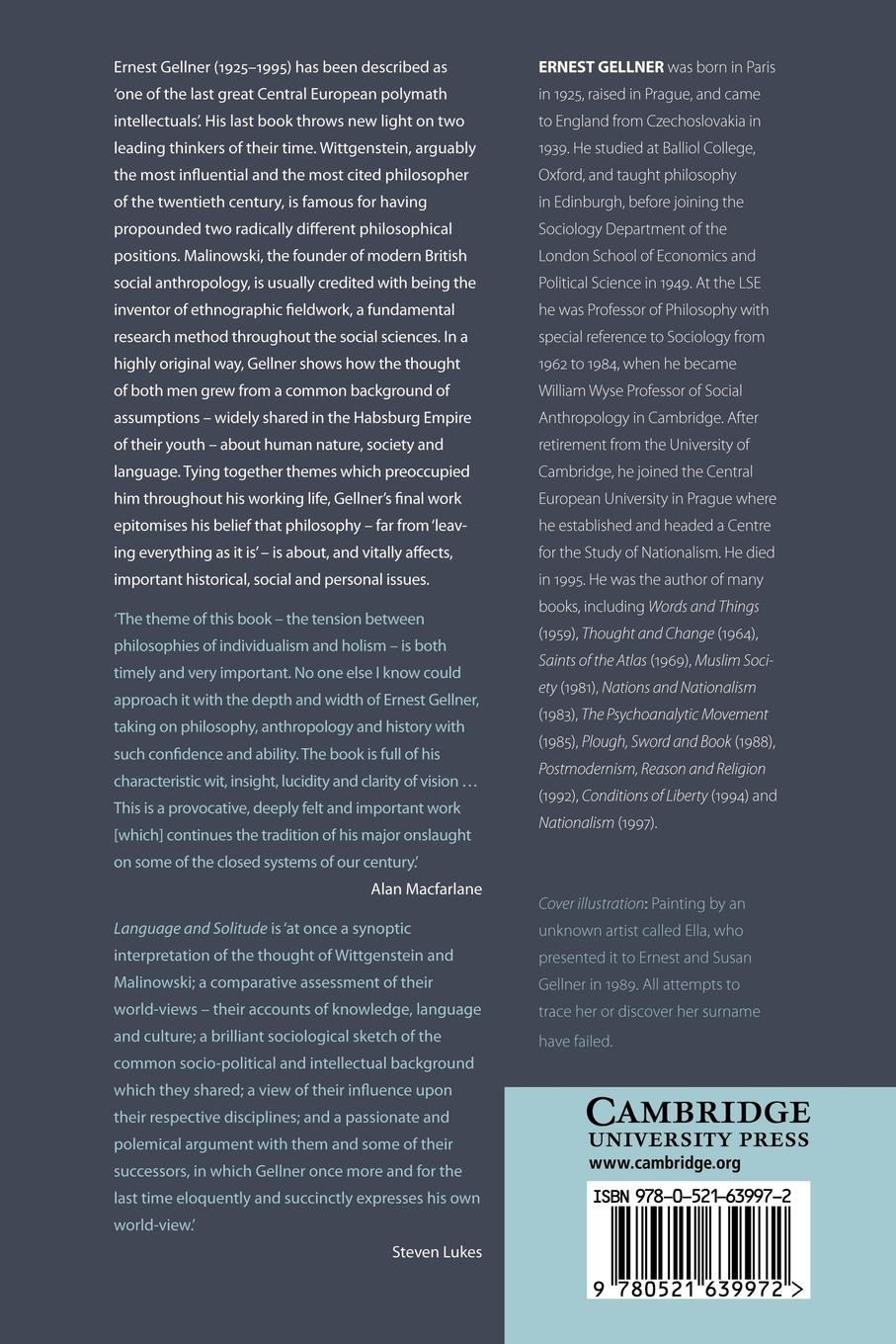 Rückseitencover Language and Solitude