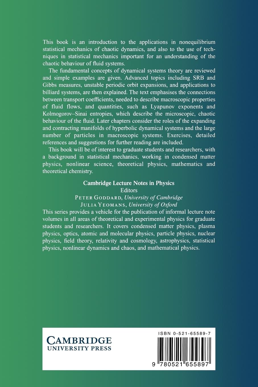 Rückseitencover An Introduction to Chaos in Nonequilibrium Statistical Mechanics