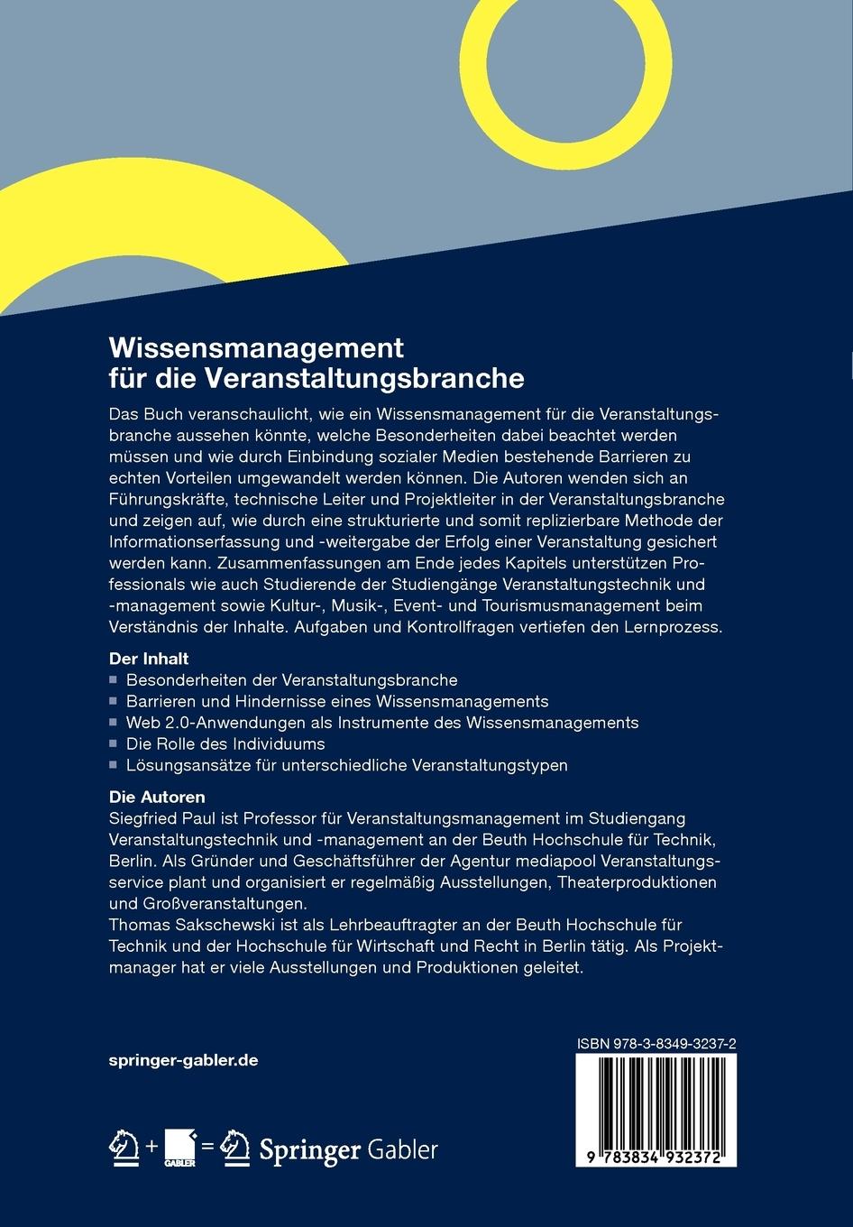 Rückseitencover Wissensmanagement für die Veranstaltungsbranche