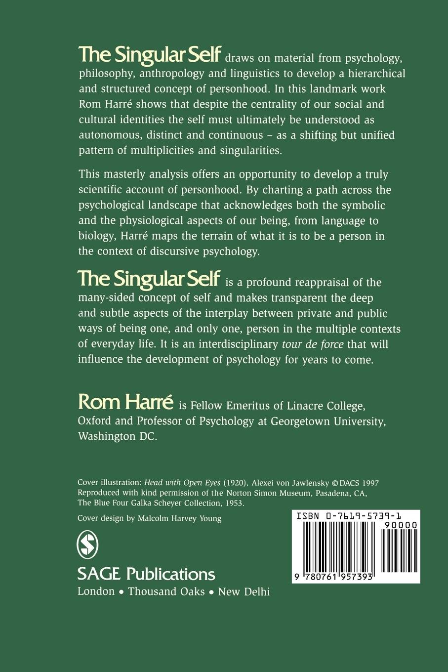 Rückseitencover The Singular Self