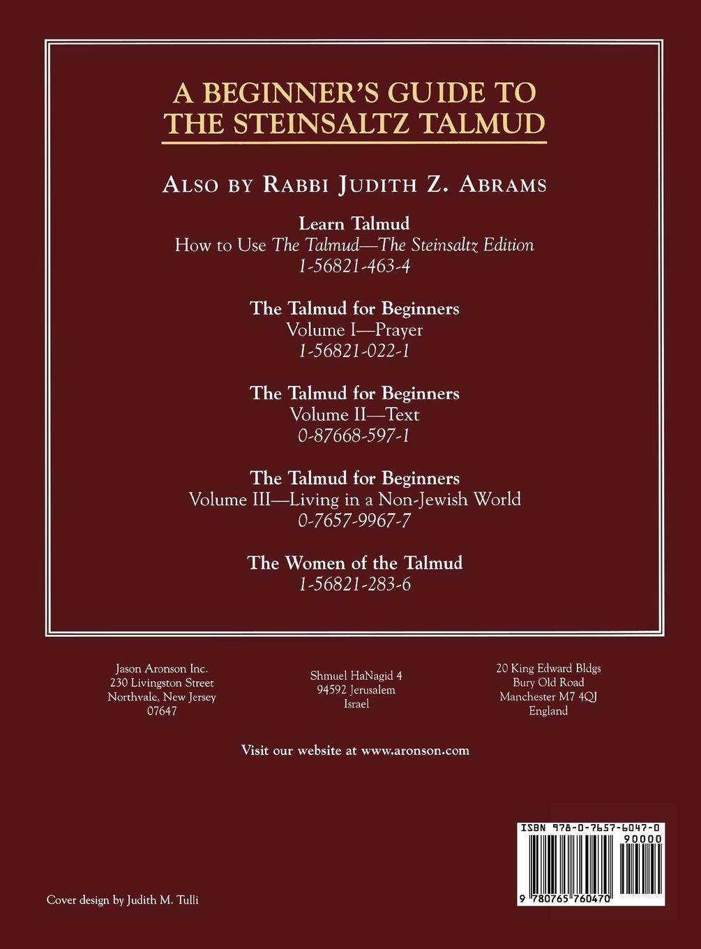 Rückseitencover Beginner's Guide to the Steinsaltz Talmud