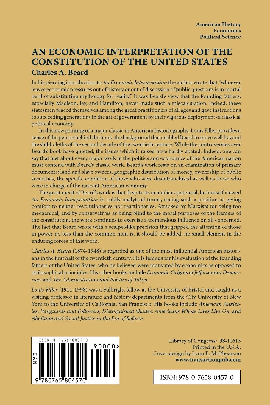 Rückseitencover An Economic Interpretation of the Constitution of the United States