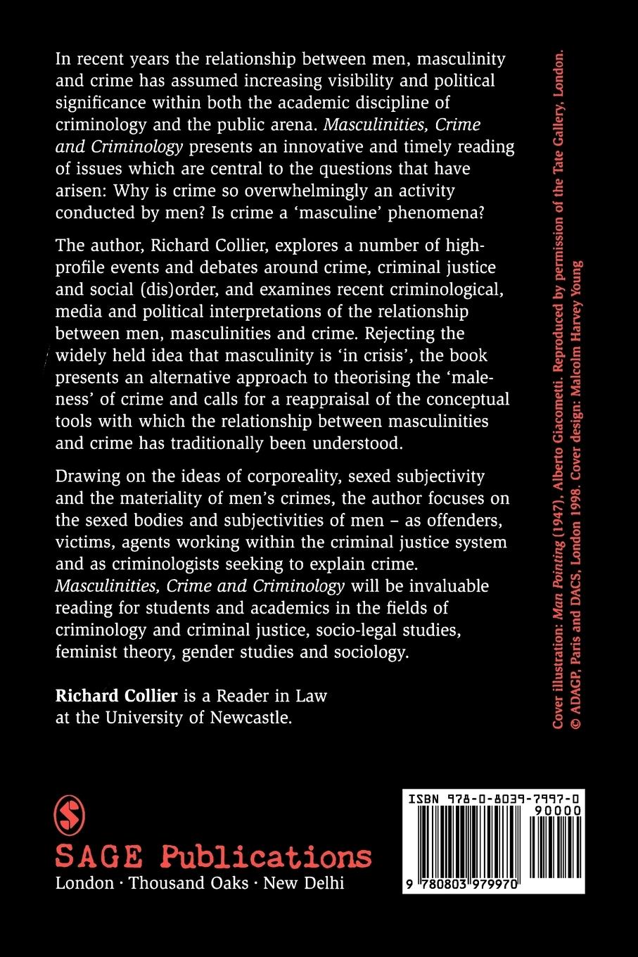 Rückseitencover Masculinities, Crime and Criminology