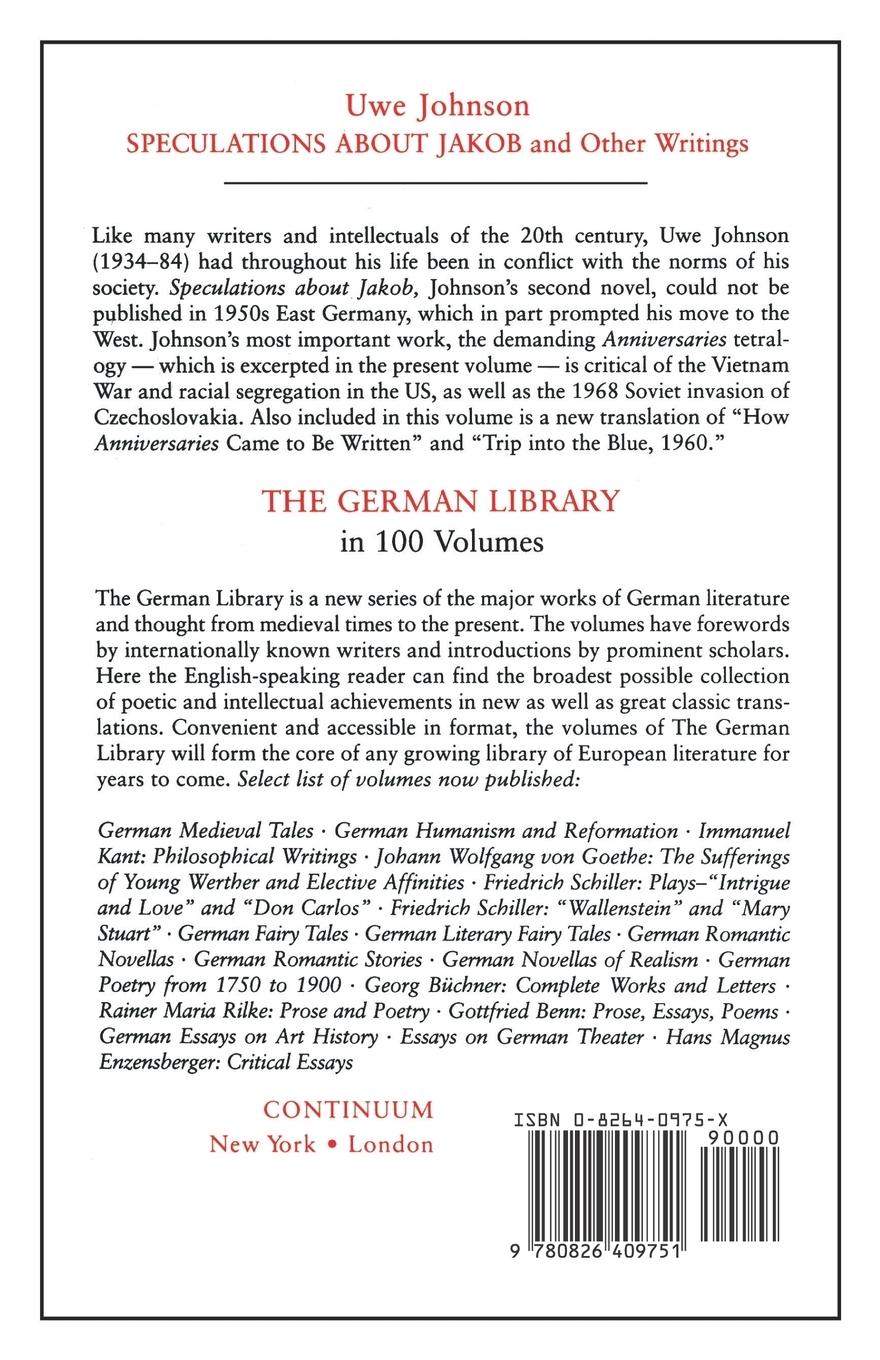 Rückseitencover Speculations about Jakob