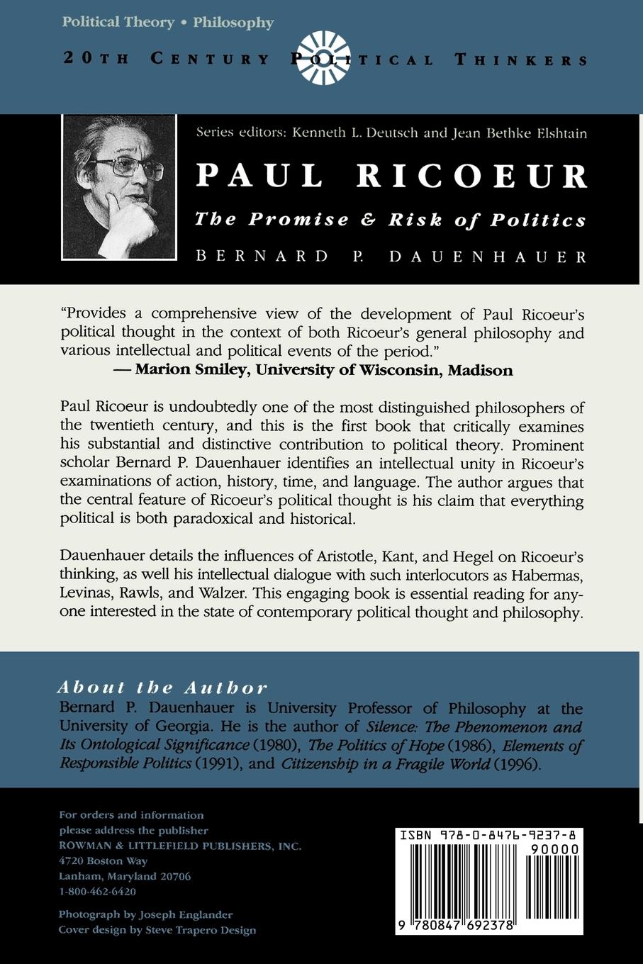 Rückseitencover Paul Ricoeur