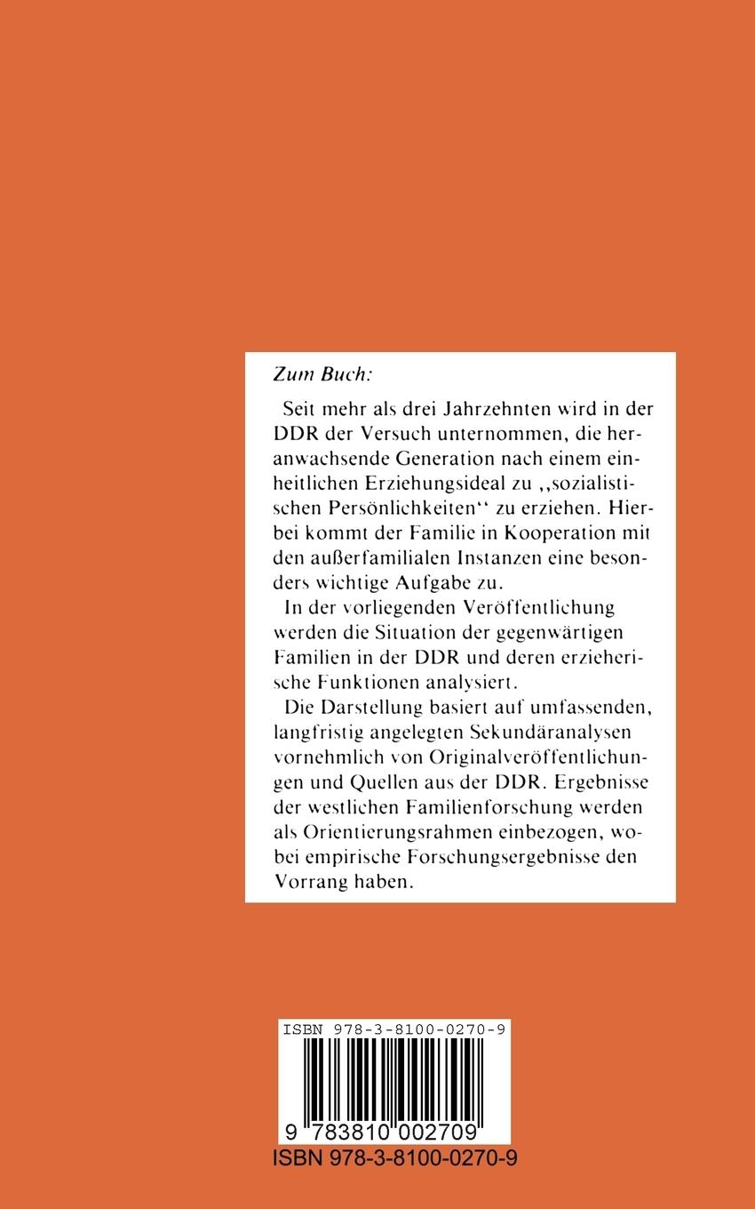 Rückseitencover Familie und Sozialisation in der DDR