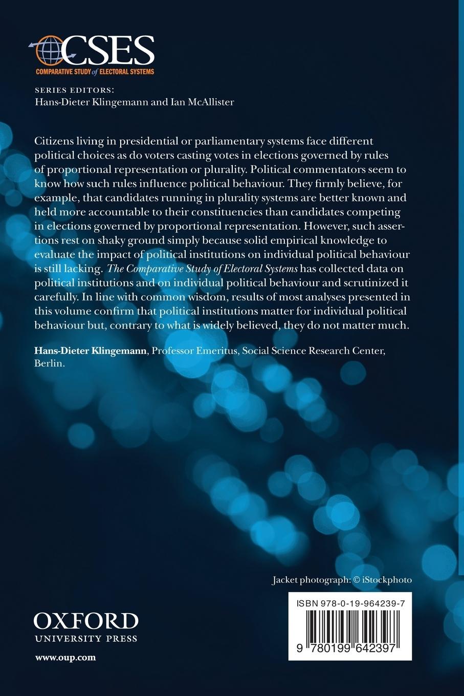 Rückseitencover The Comparative Study of Electoral Systems