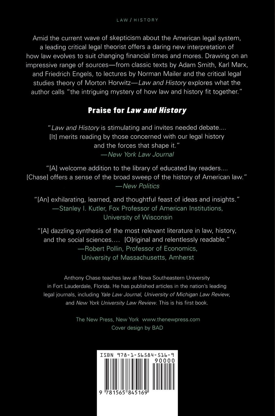 Rückseitencover Law and History