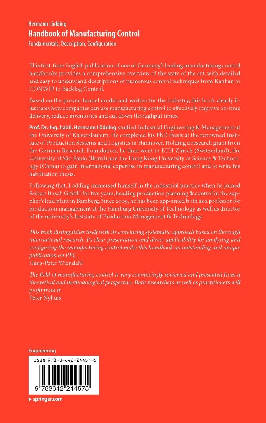 Rückseitencover Handbook of Manufacturing Control