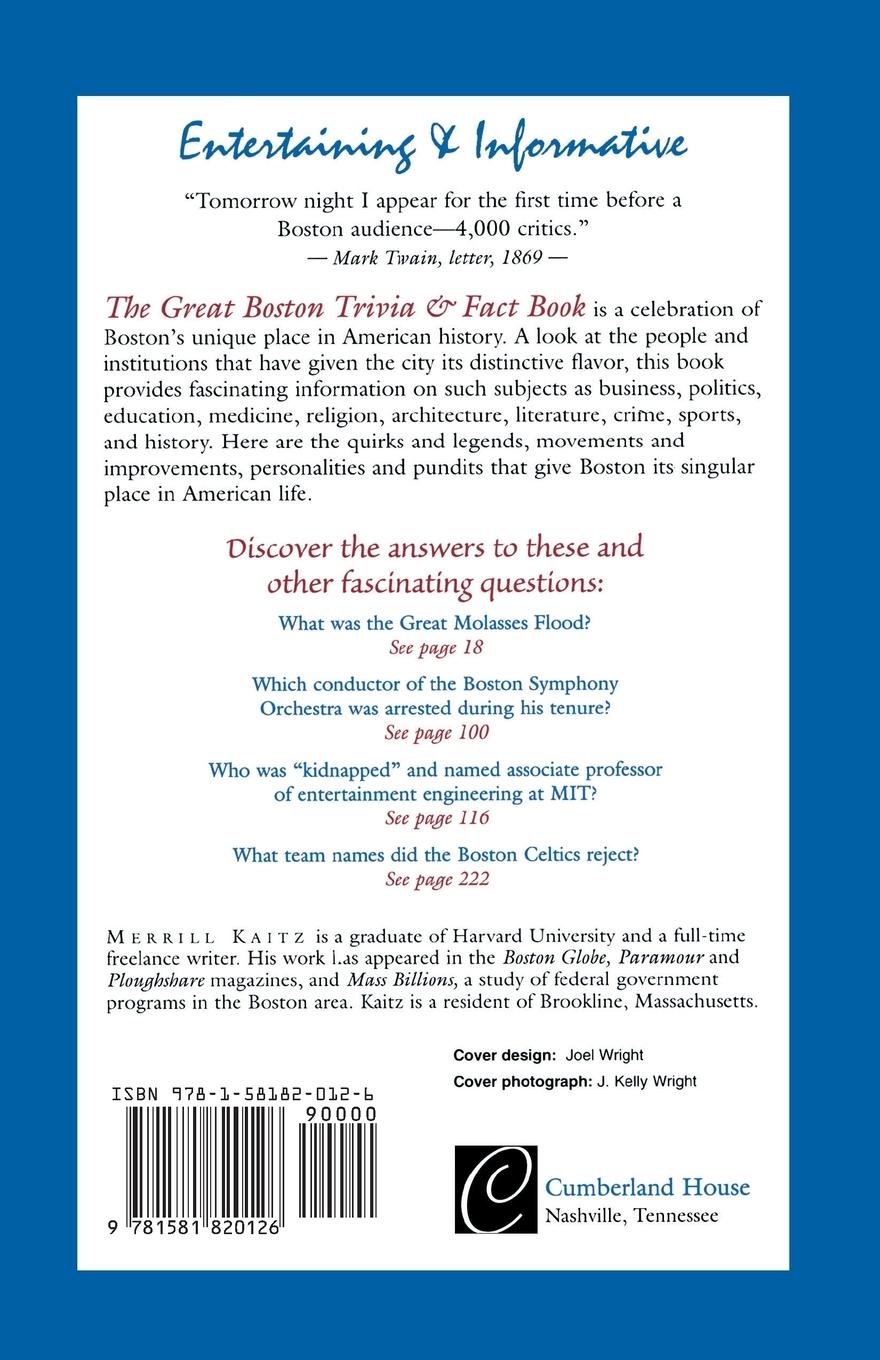 Rückseitencover The Great Boston Trivia & Fact Book