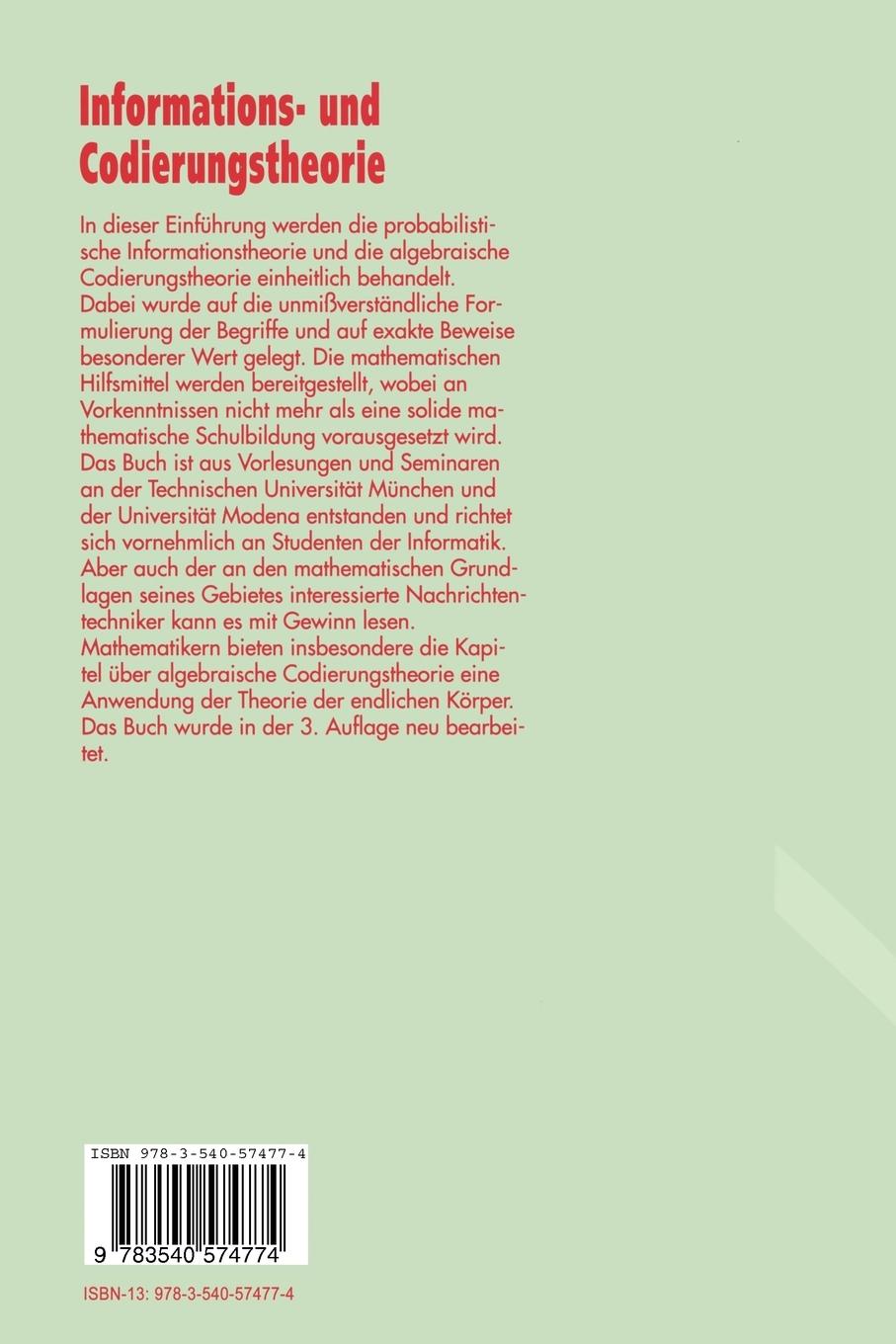 Rückseitencover Informations- und Codierungstheorie