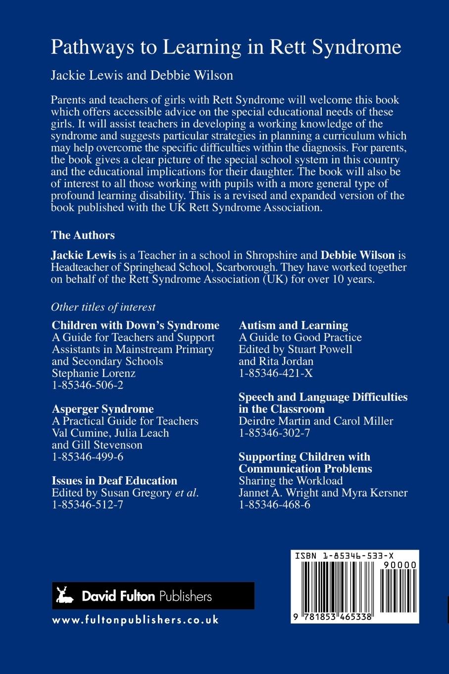 Rückseitencover Pathways to Learning in Rett Syndrome