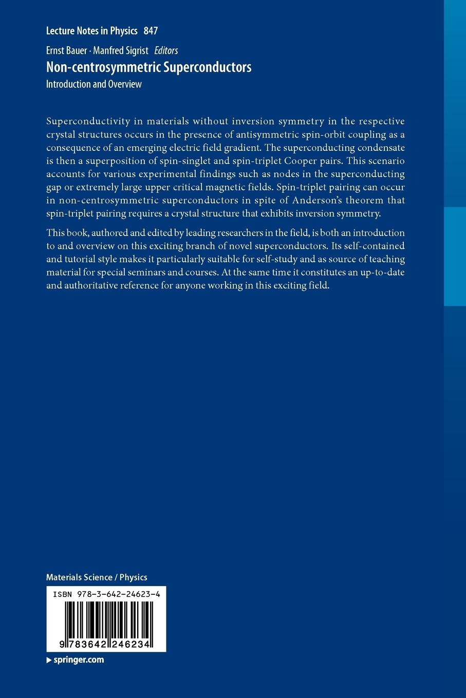 Rückseitencover Non-Centrosymmetric Superconductors