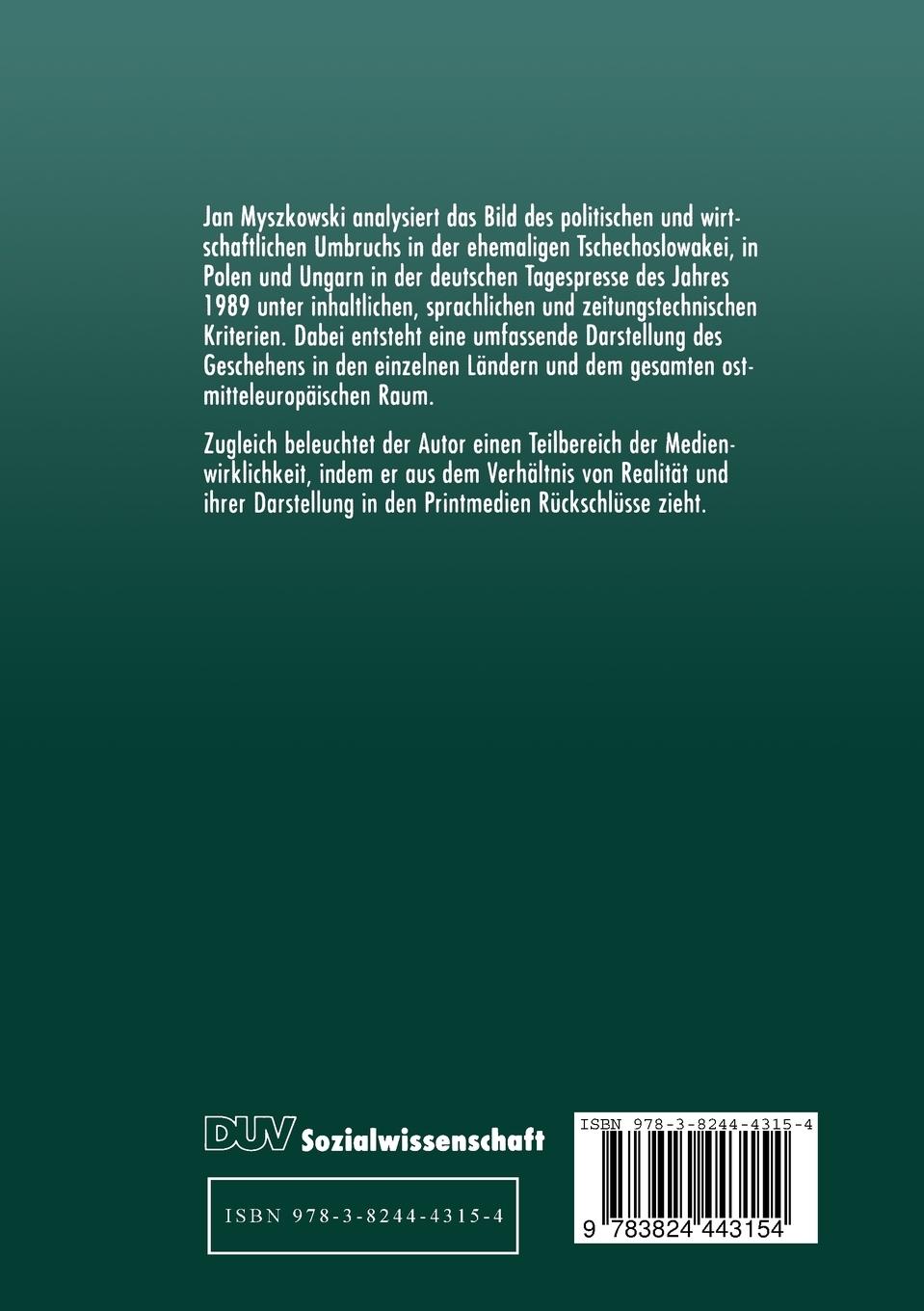 Rückseitencover Der politische und wirtschaftliche Umbruch in Ostmitteleuropa