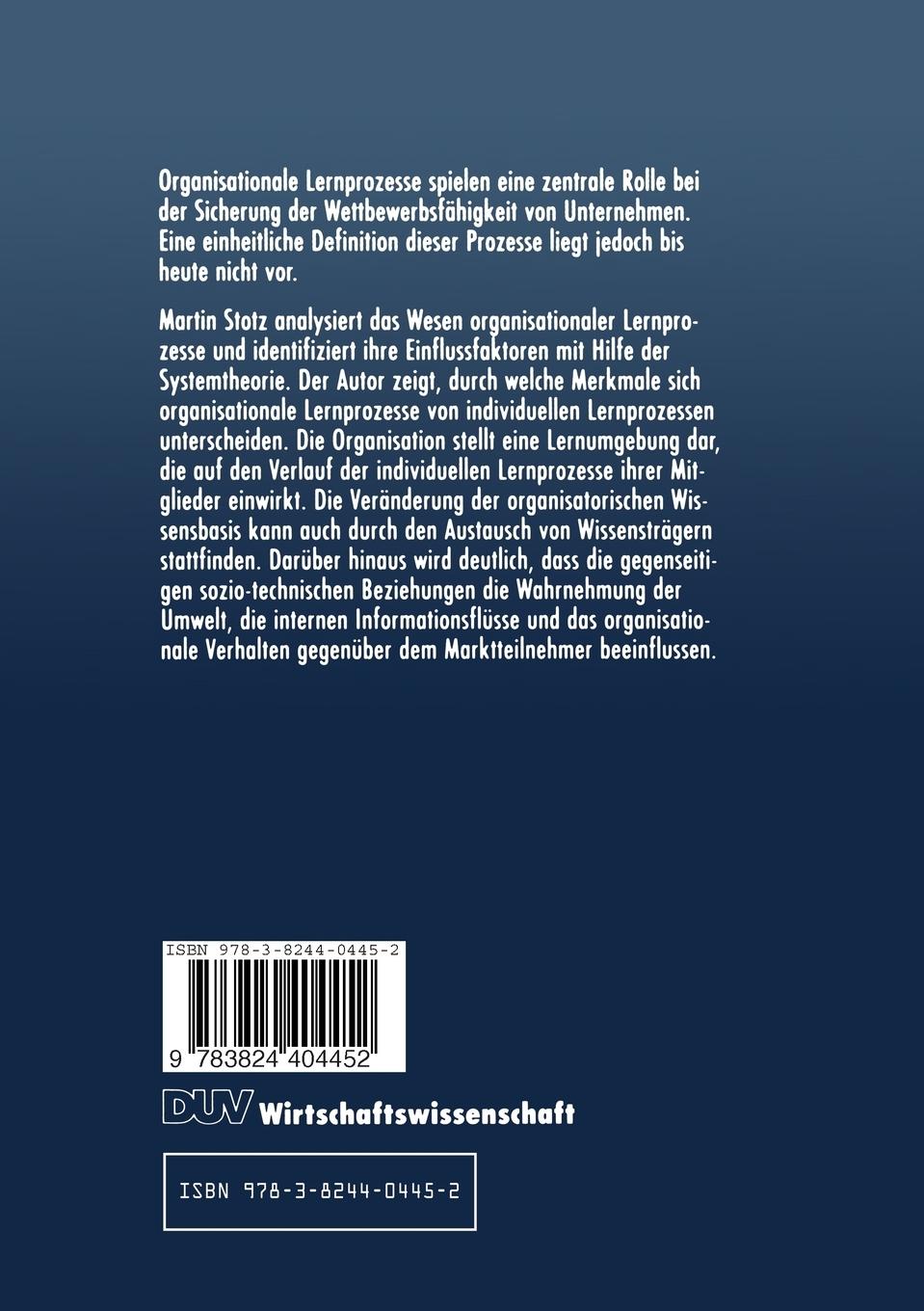 Rückseitencover Organisationale Lernprozesse