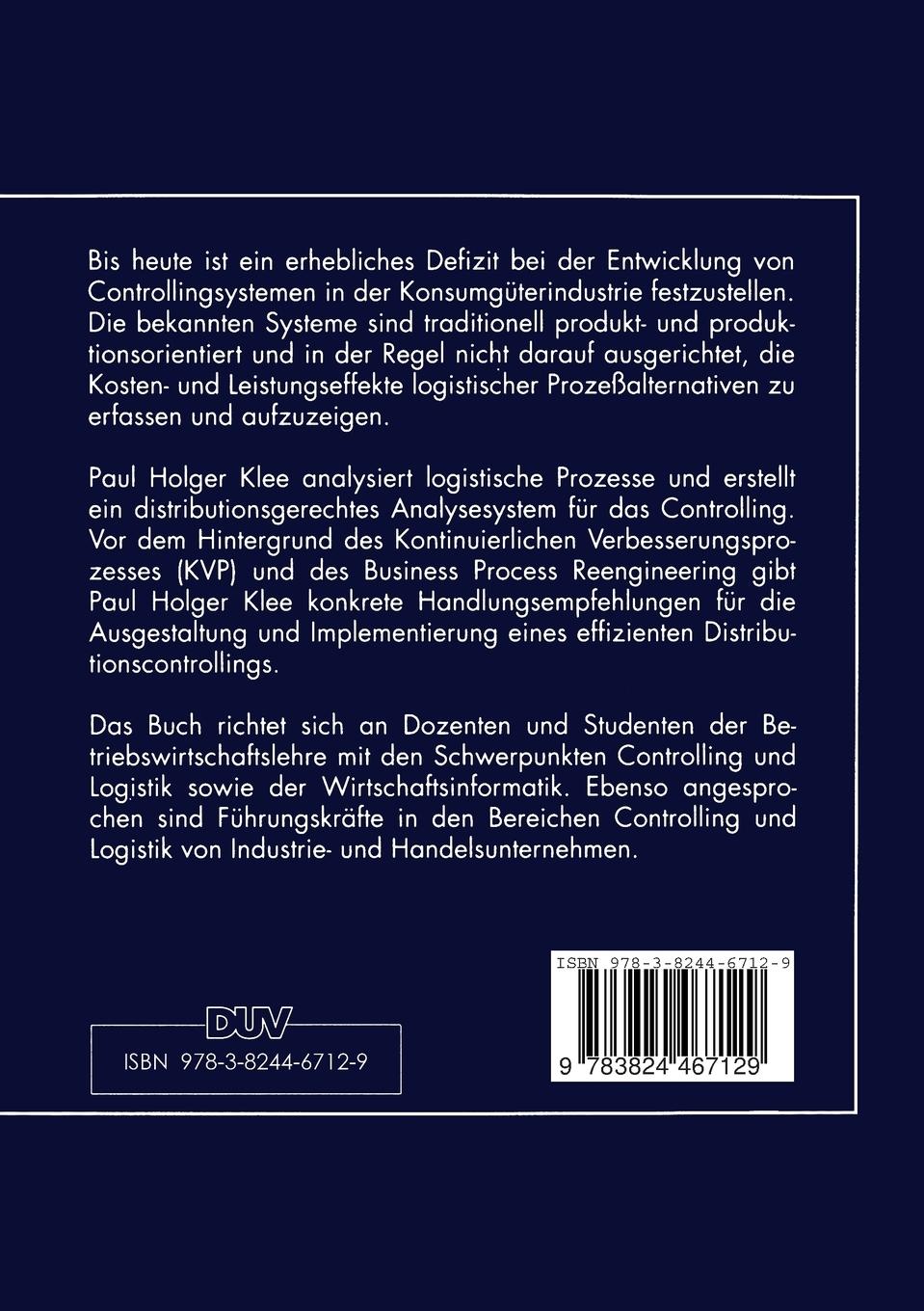 Rückseitencover Prozeßorientiertes Distributionscontrolling