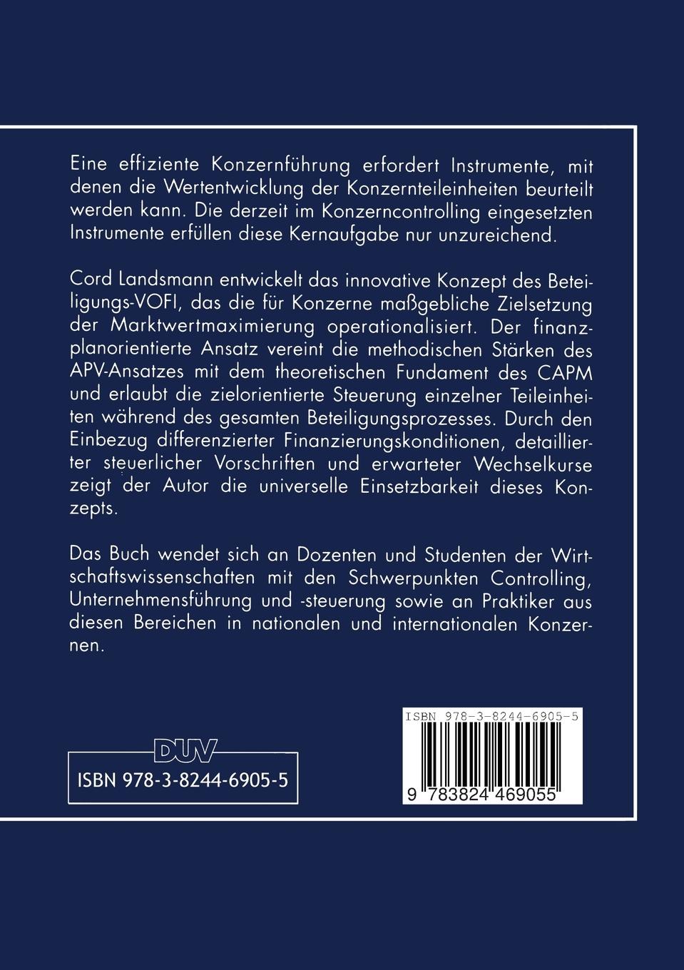 Rückseitencover Finanzplanorientiertes Konzerncontrolling