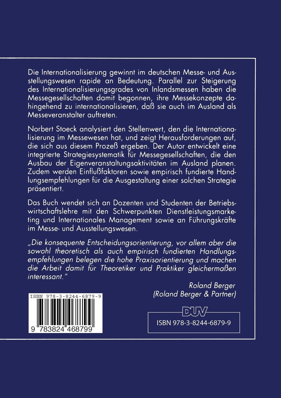 Rückseitencover Internationalisierungsstrategien im Messewesen