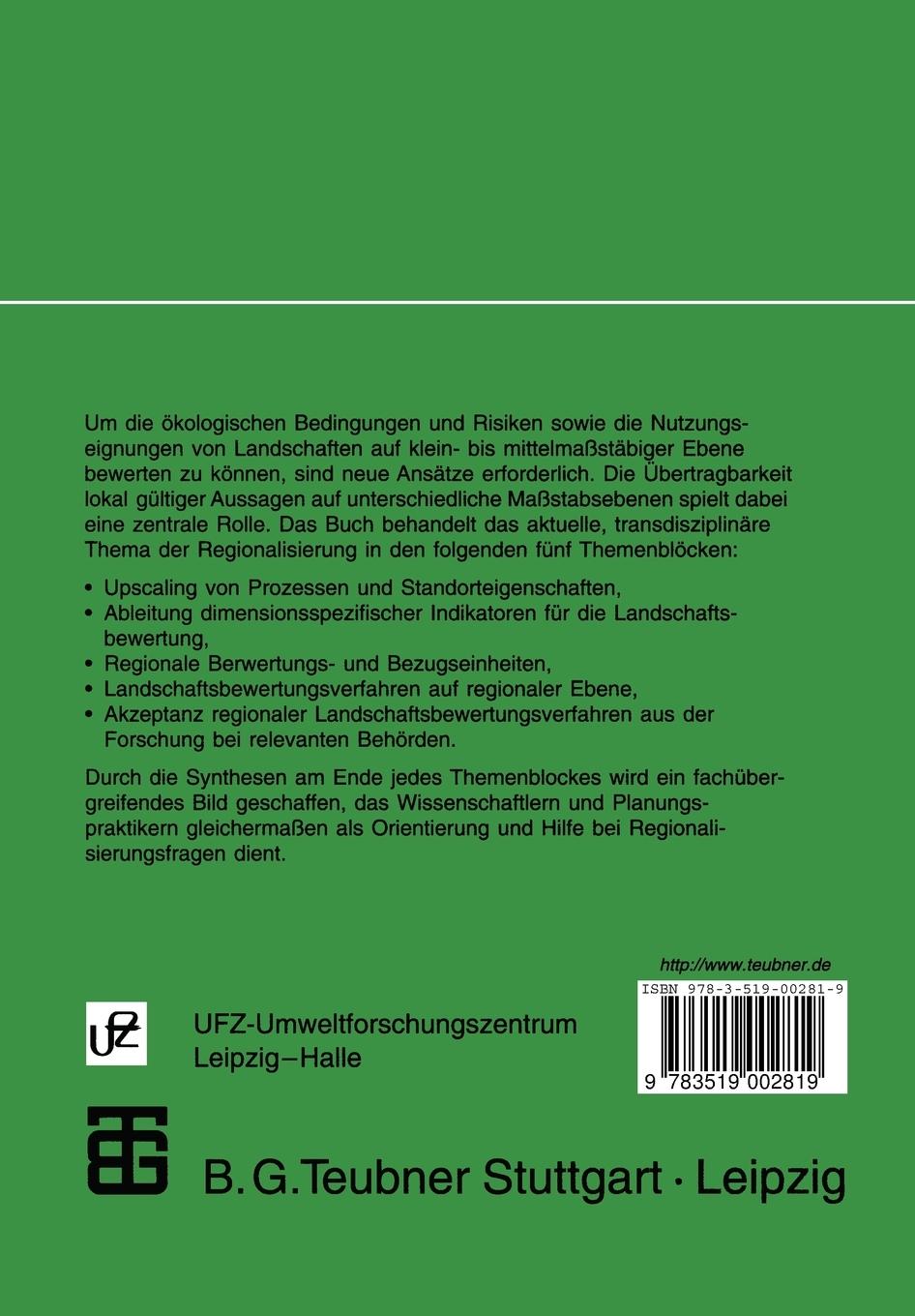 Rückseitencover Regionalisierung in der Landschaftsökologie