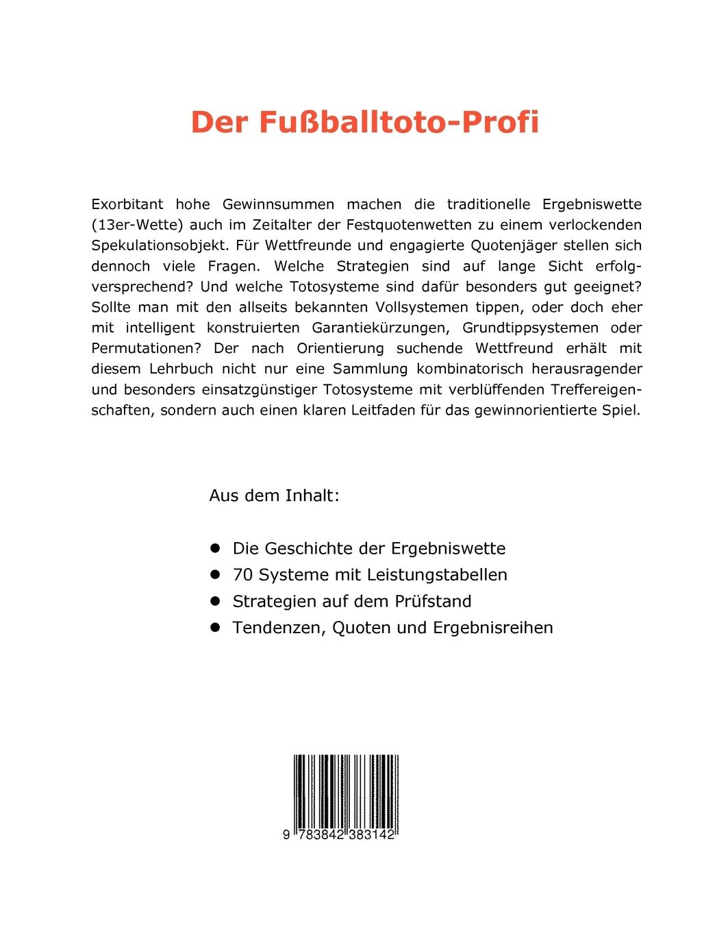 Rückseitencover Der Fußballtoto-Profi