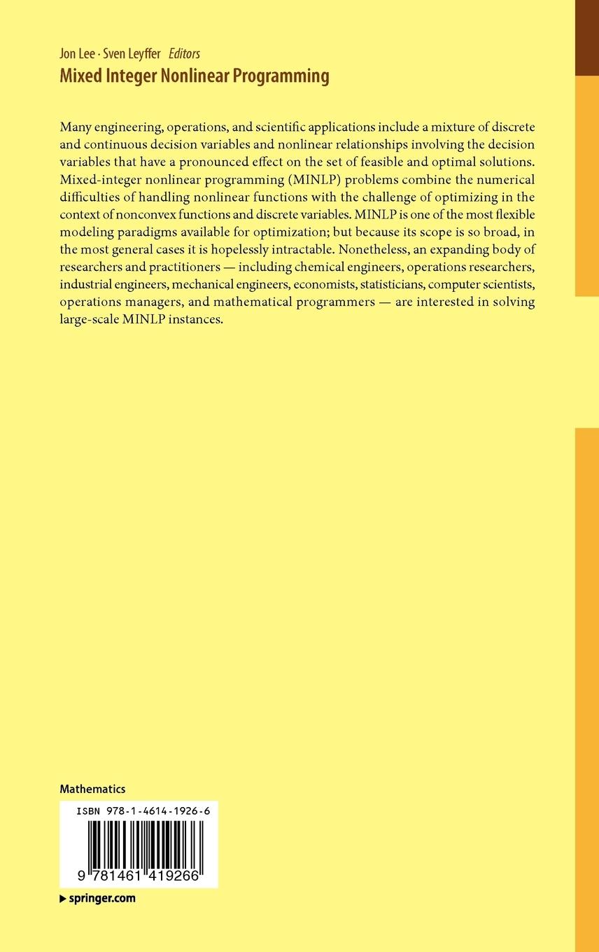 Rückseitencover Mixed Integer Nonlinear Programming