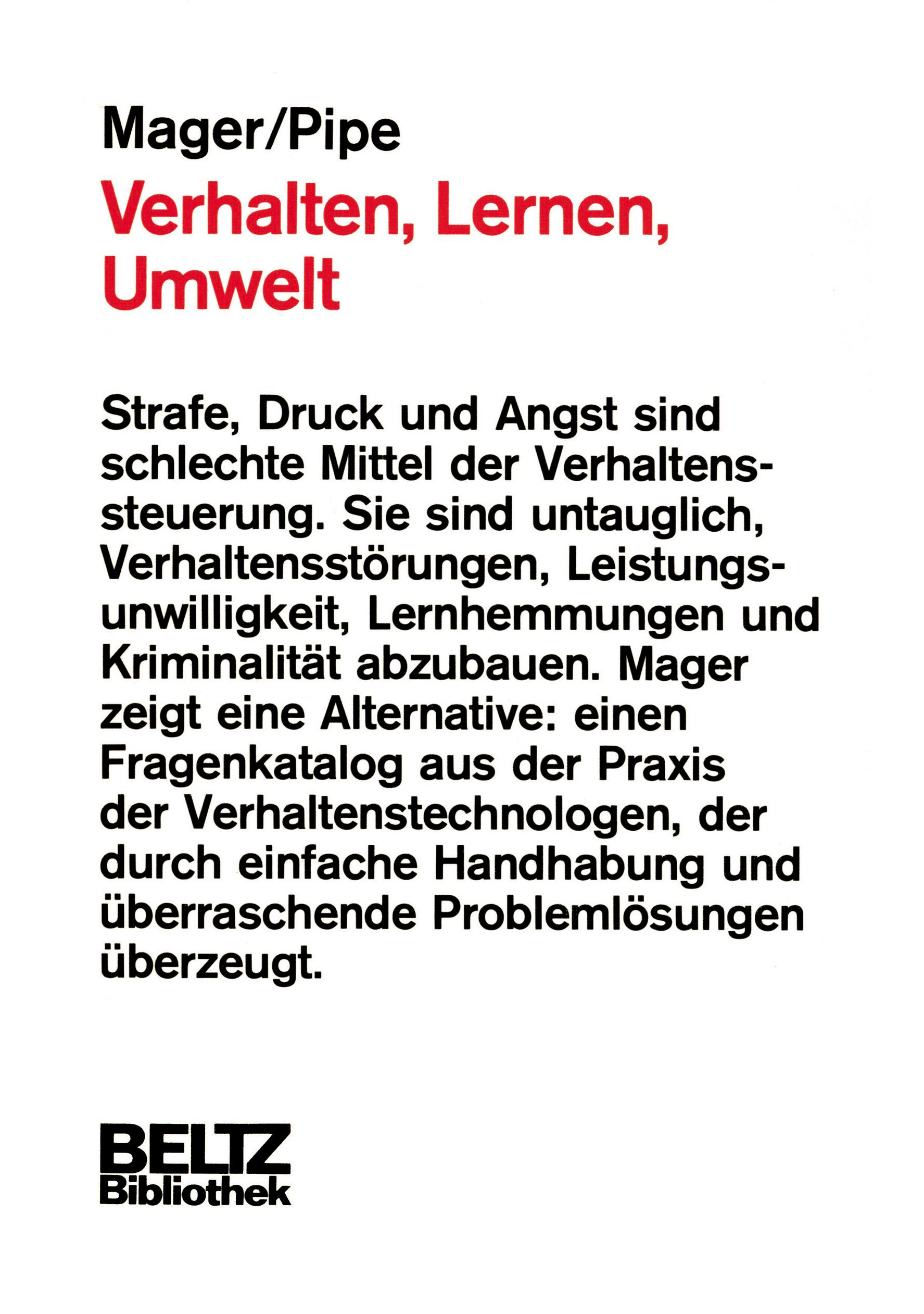 Vorderes Coverbild Verhalten, Lernen, Umwelt
