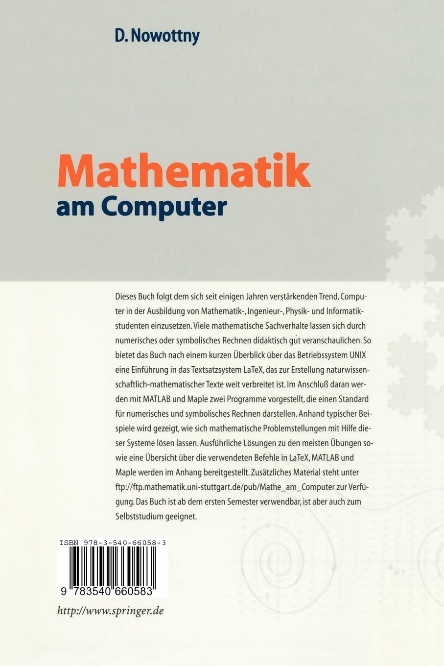 Rückseitencover Mathematik am Computer