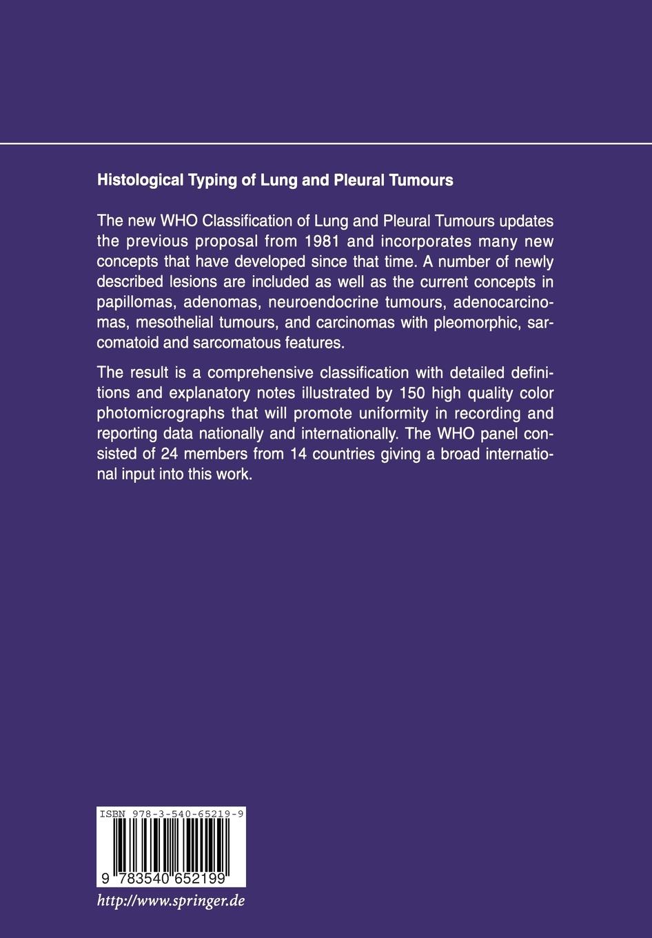 Rückseitencover Histological Typing of Lung and Pleural Tumours