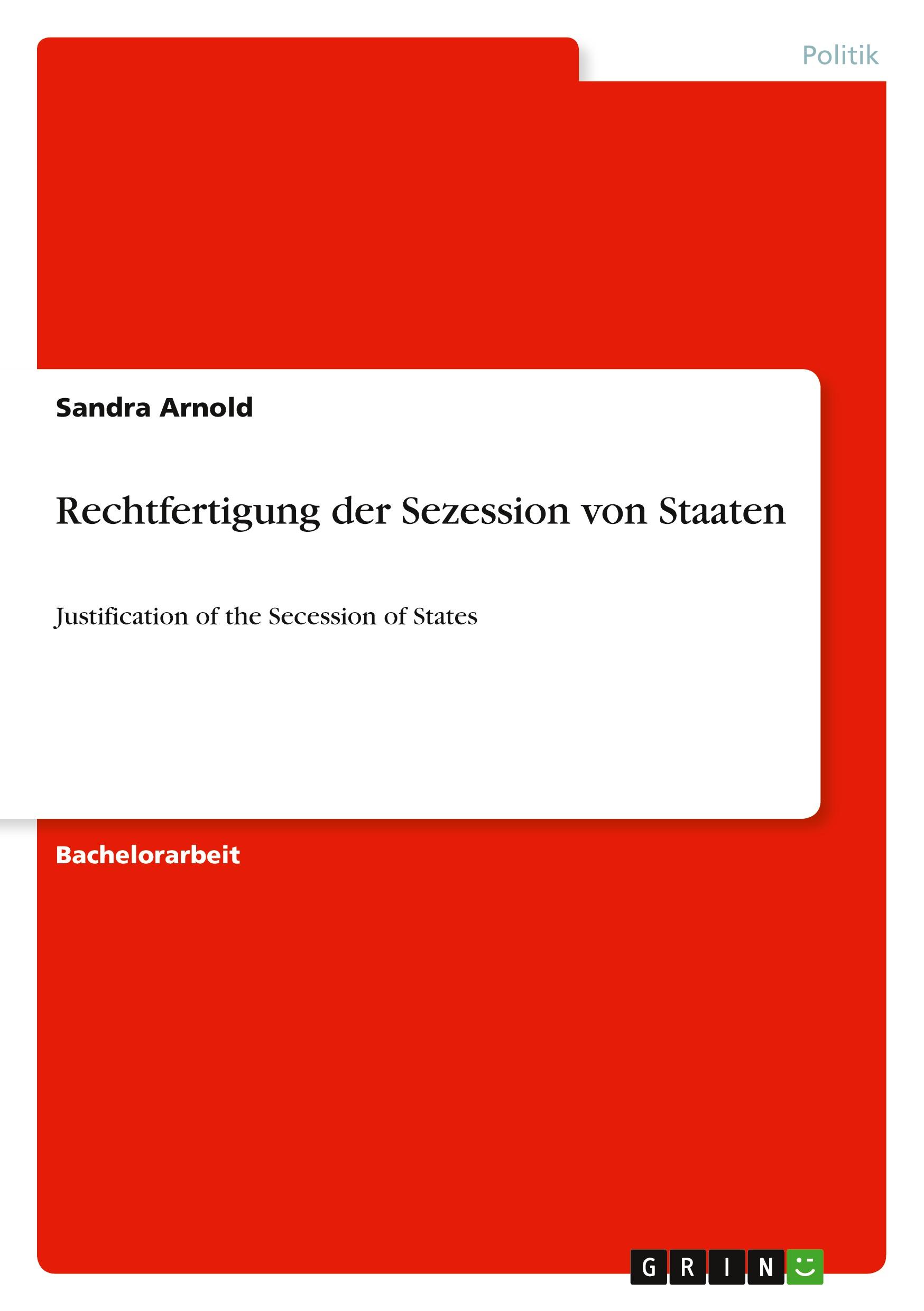 Vorderes Coverbild Rechtfertigung der Sezession von Staaten