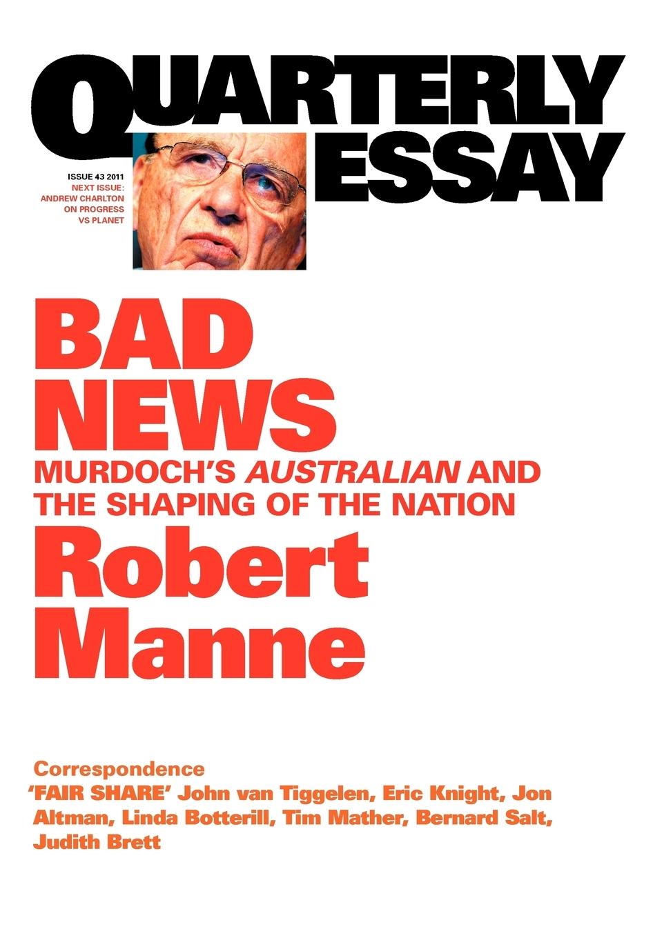Vorderes Coverbild Quarterly Essay 43 Bad News