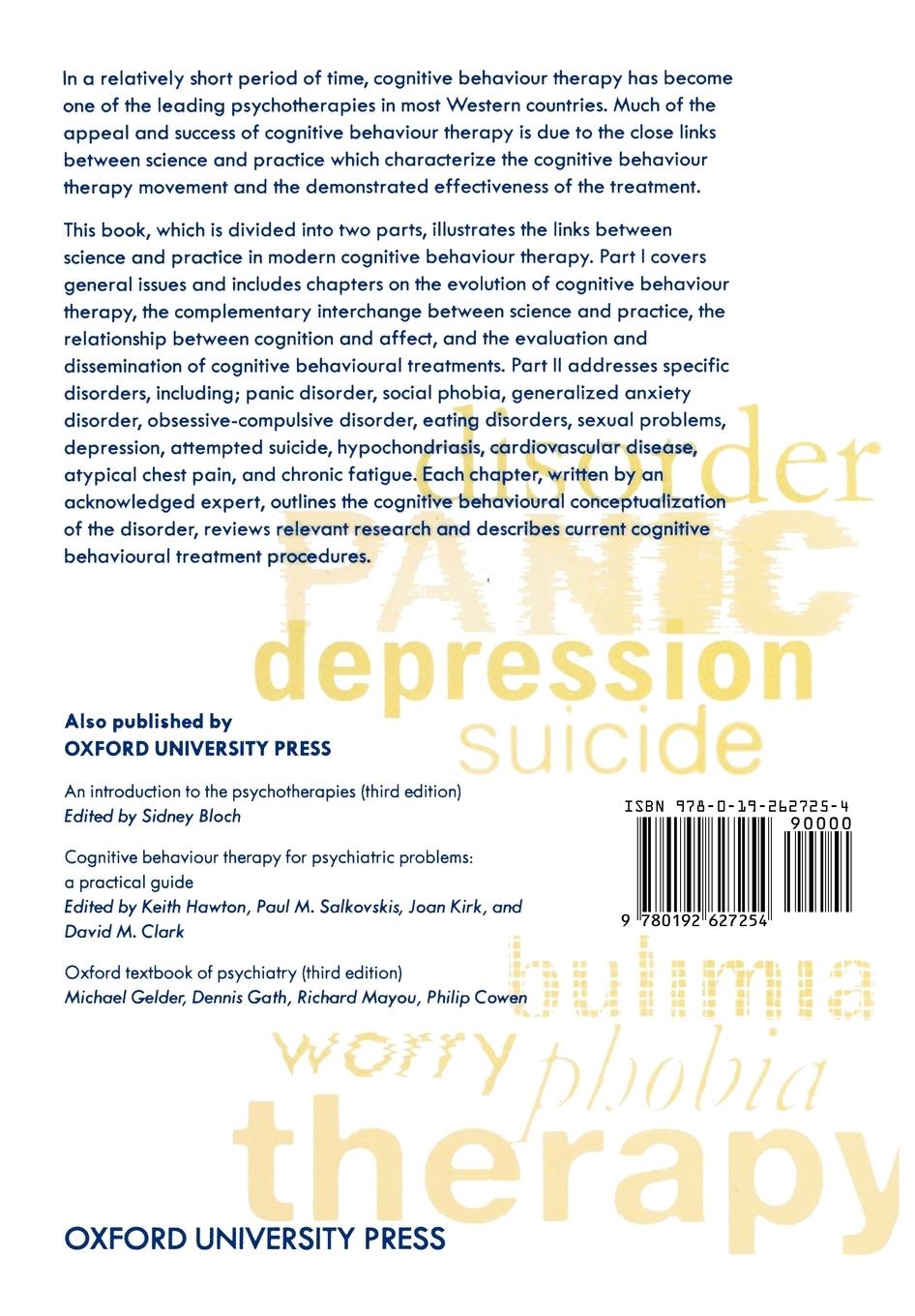Rückseitencover Science and Practice of Cognitive Behaviour Therapy