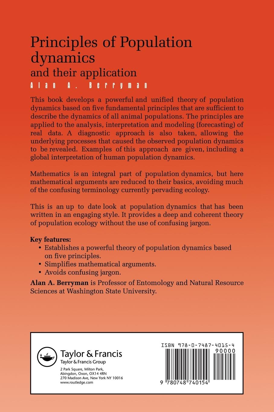 Rückseitencover Principles of Population Dynamics and Their Application