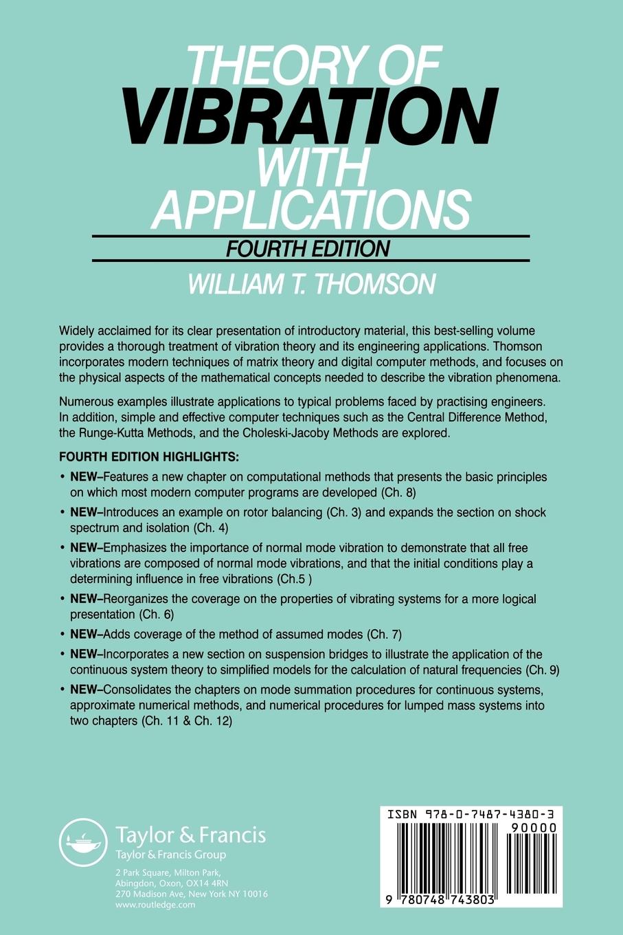 Rückseitencover Theory of Vibration with Applications