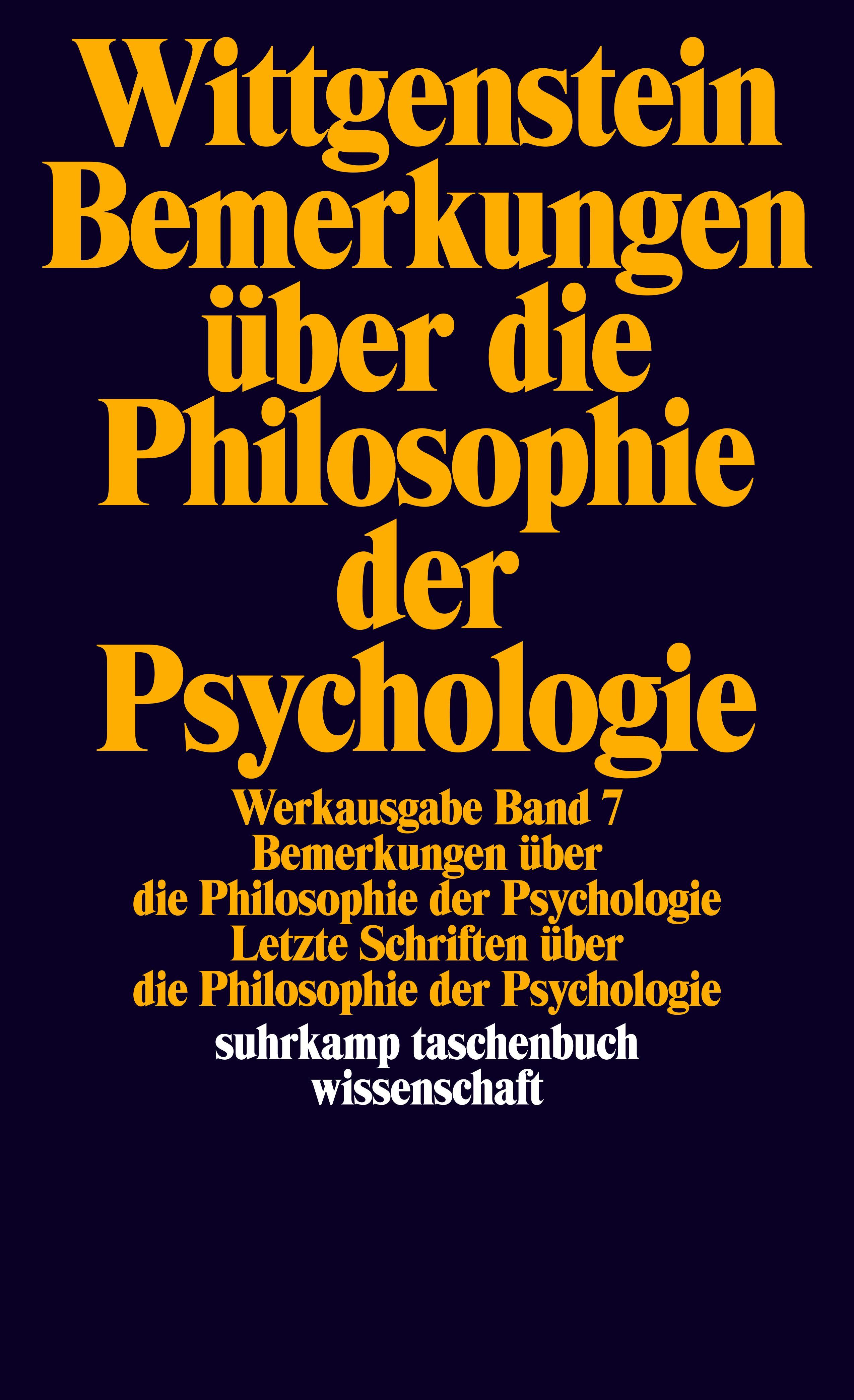 Vorderes Coverbild Bemerkungen über die Philosophie der Psychologie