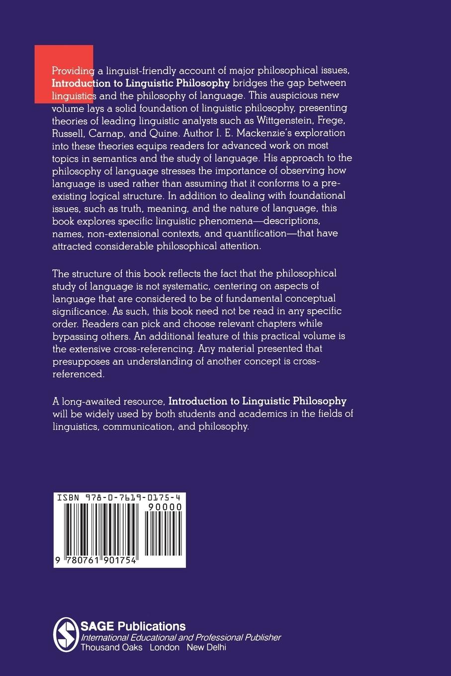 Rückseitencover Introduction to Linguistic Philosophy