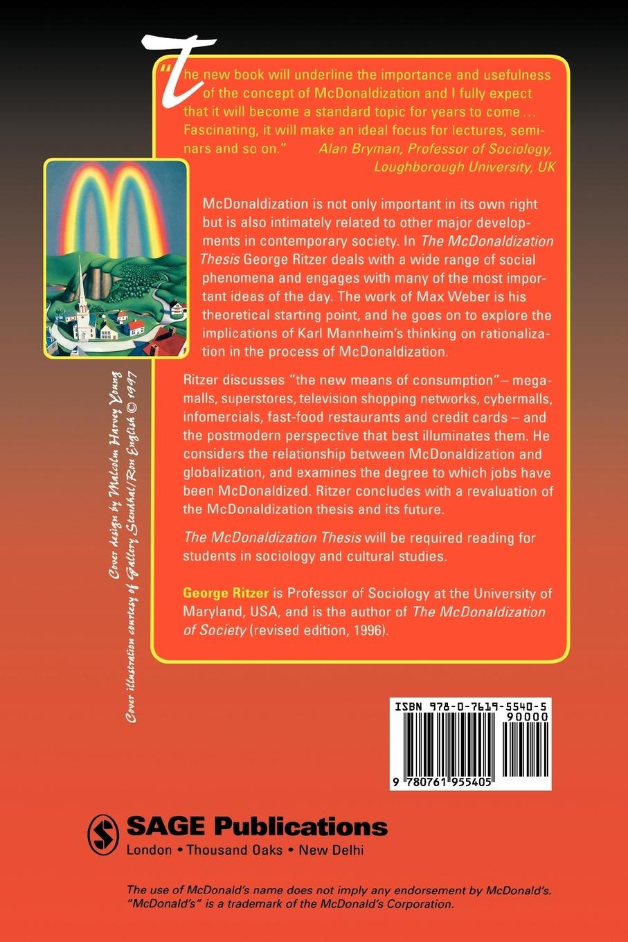 Rückseitencover The McDonaldization Thesis