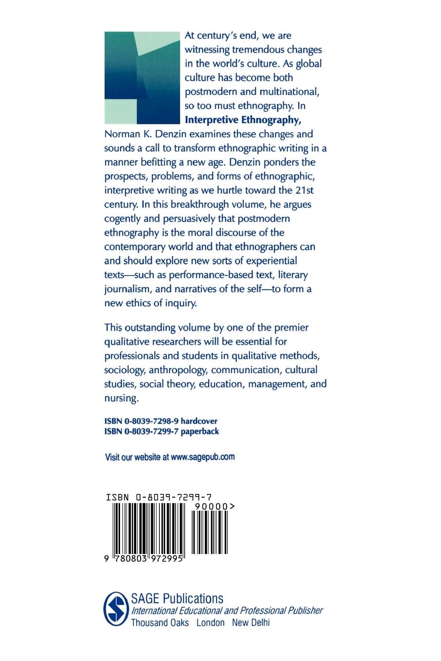 Rückseitencover Interpretive Ethnography